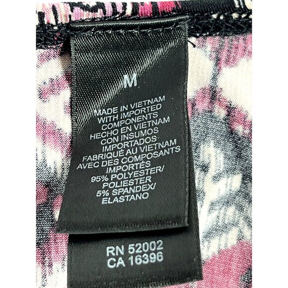 Axcess Faux Wrap Dress Pink Multi Mosaic Burgundy sz M Feminine Romantic Belted - Picture 8 of 10